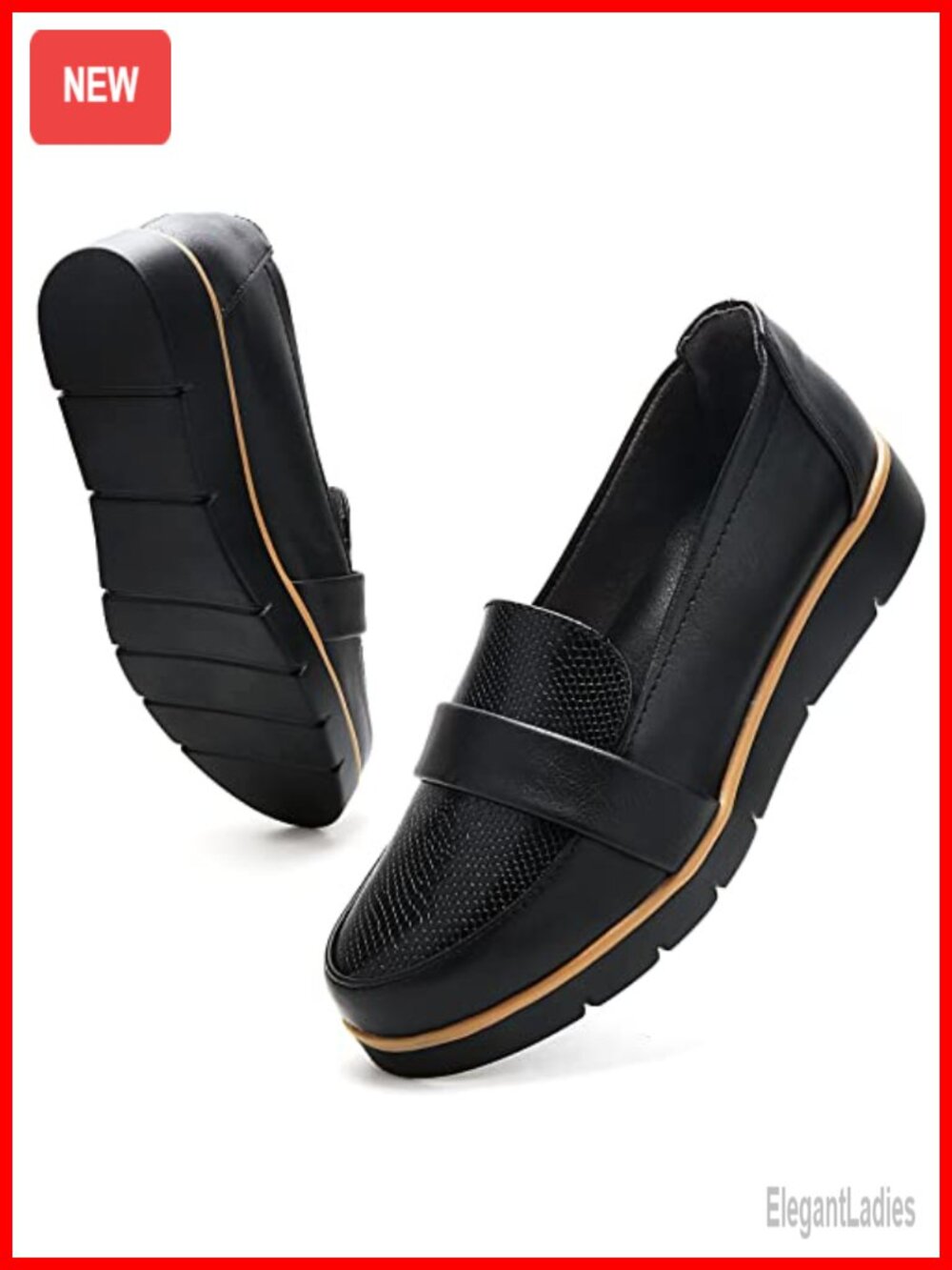 Women's Slip On Loafers Business Casual Comfortable Leather Work Shoes